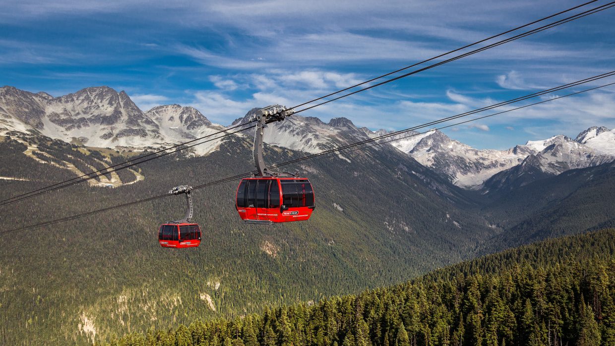 Le village de Whistler et les montagnes autour